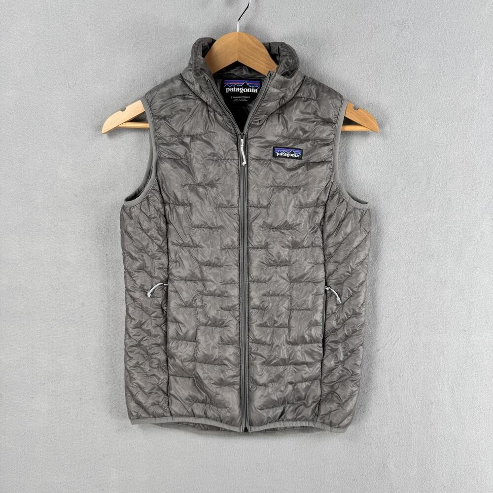 Patagonia Micro Puff Vest Womens Small Gray Quilted Insulated Zip Up Lightweight